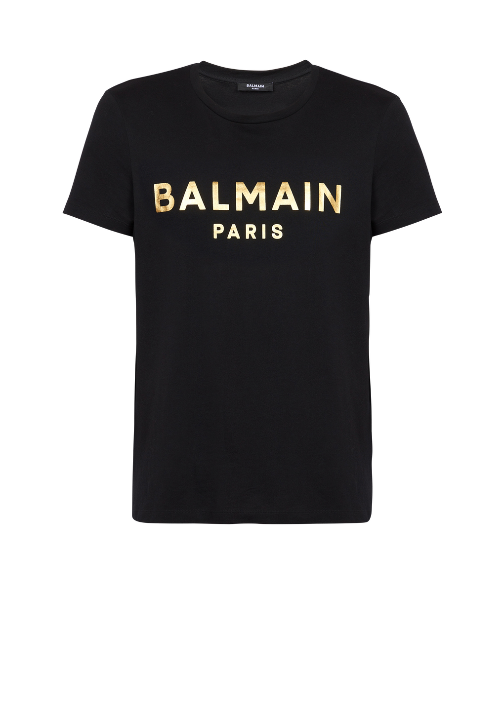 Eco-designed cotton T-shirt with Balmain Paris logo print, black, hi-res