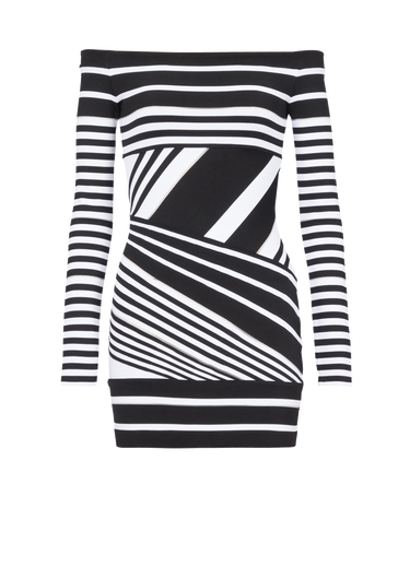 Short striped eco-designed jacquard dress