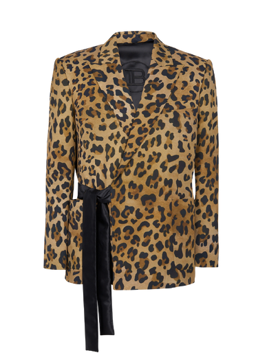 Asymmetric leopard print jacket