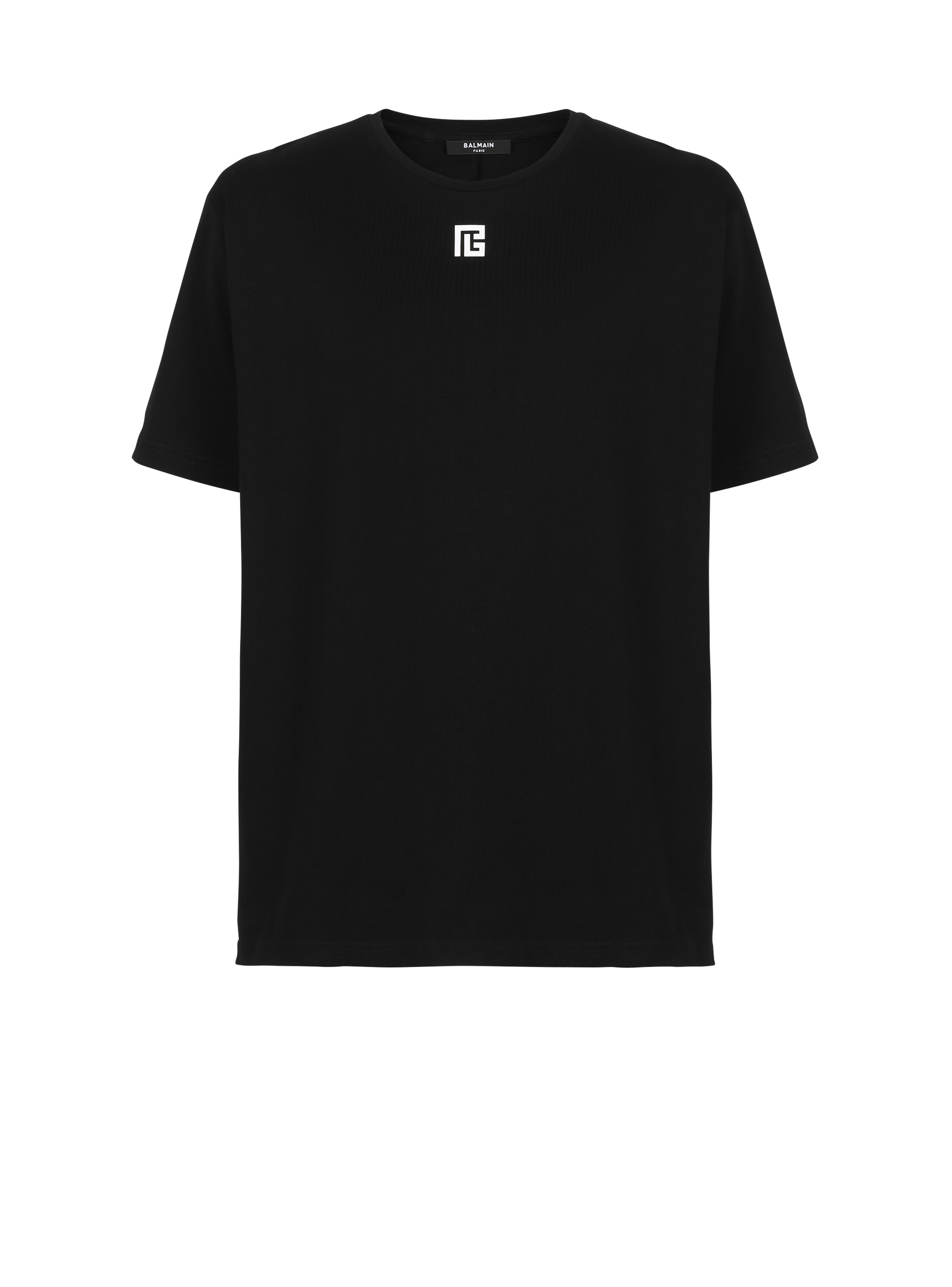 Oversized cotton T-shirt with maxi Balmain logo print, black
