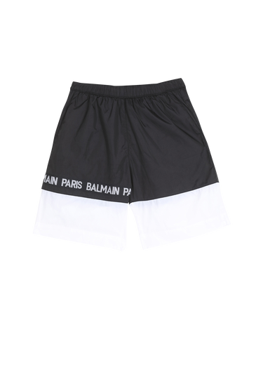 Bicolor shorts with Balmain logo print